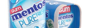 Mentos Pure Fresh Gum Paperboard bottle side and top